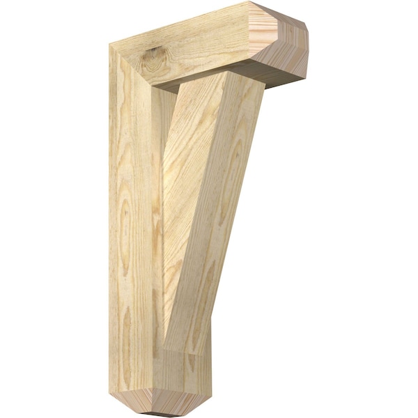 Ekena Millwork Traditional Craftsman Rough Sawn Bracket w/ Offset Brace, Douglas Fir, 6"W x 14"D x 26"H BKT0604X14X26TRA04RDF - main
